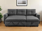 92" Dark Gray Polyester Blend Convertible Futon Sleeper Sofa With Black Legs