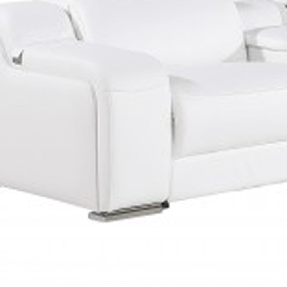 White Italian leather 3 power reclining seats L shaped Seven Piece Corner Sectional With Console