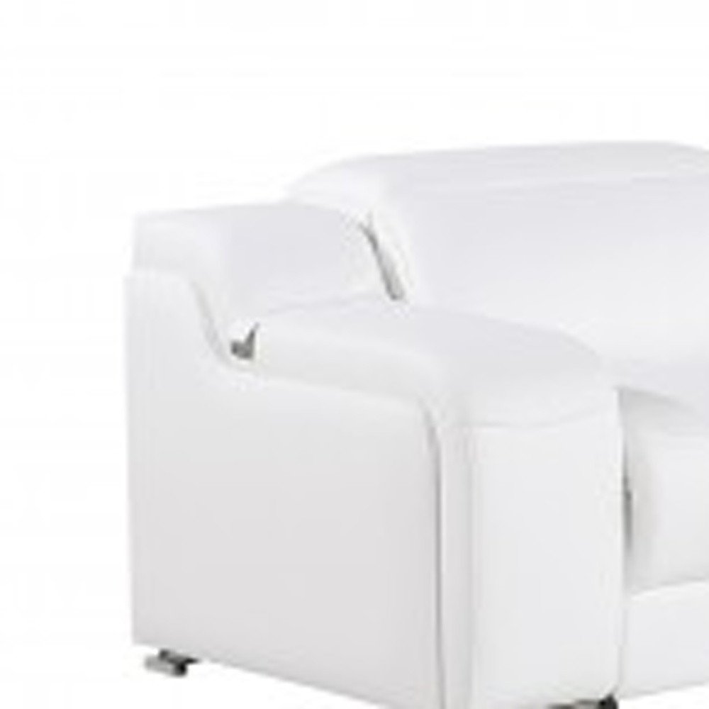 White Italian leather 4 power reclining seats L shaped Seven Piece Corner Sectional With Console