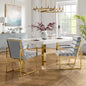 Set of Two Tufted Gray And Gold Upholstered Velvet Dining Arm Chairs