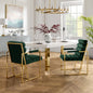 Set of Two Tufted Gray And Gold Upholstered Velvet Dining Arm Chairs