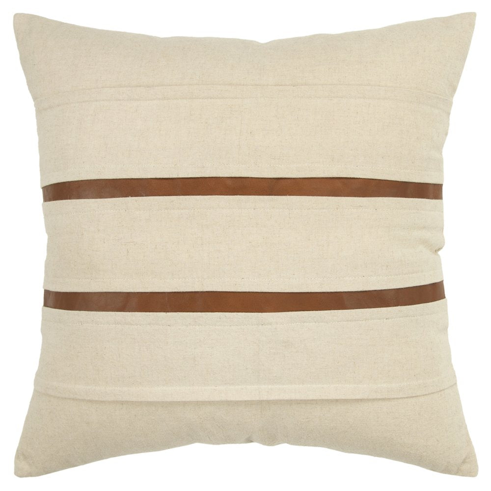 20" Ivory and Brown Cotton Blend