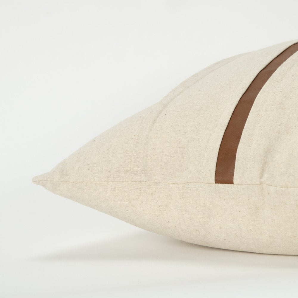 20" Ivory and Brown Cotton Blend