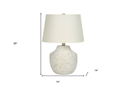 20" Cream Concrete Urn Table Lamp With Cream Empire Shade