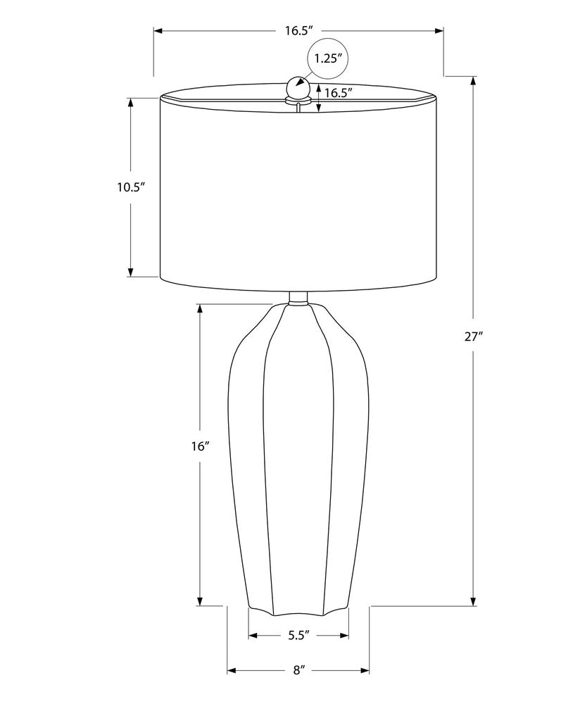 27" Cream Ceramic Geometric Table Lamp With Cream Drum Shade
