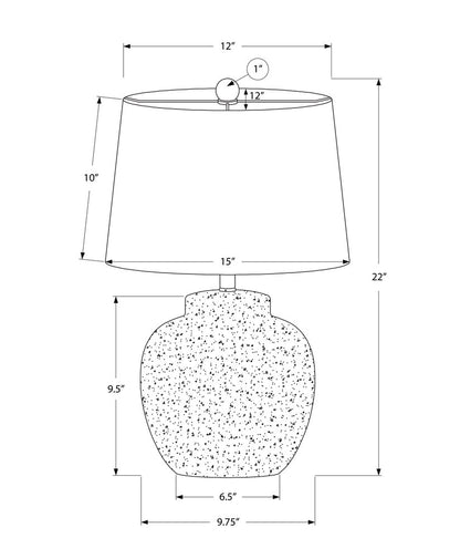 22" Cream Concrete Urn Table Lamp With Cream Abstract Empire Shade