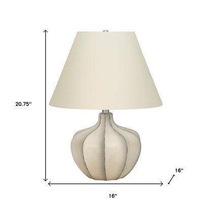 21" Cream Round Table Lamp With Cream Empire Shade
