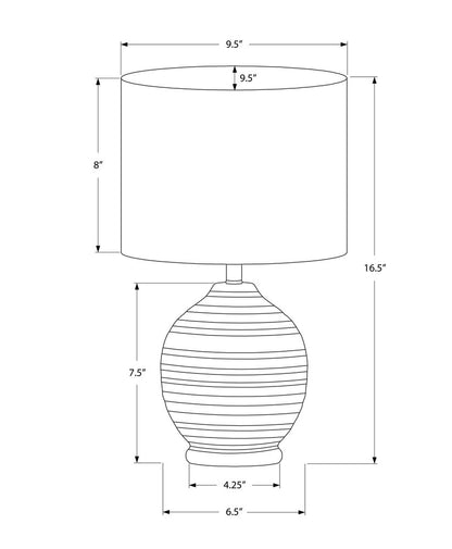 17" Black Ceramic Round Table Lamp With Ivory Drum Shade
