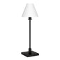 28" Black Metal Candlestick Table Lamp With White Cone Shade