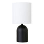 13" Black Metal Cylinder Table Lamp With White Drum Shade