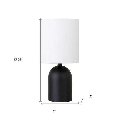 13" Black Metal Cylinder Table Lamp With White Drum Shade