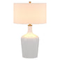25" White Glass Urn Table Lamp With White Drum Shade