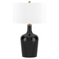 25" Black Glass Urn Table Lamp With White Drum Shade