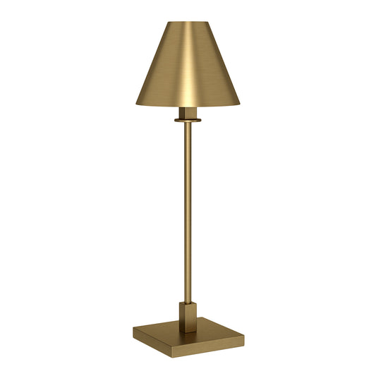 28" Brass Metal Buffet Lamp With Brass Cone Shade