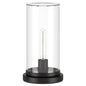 13" Black Metal Table Lamp With Clear Cylinder Shade