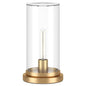 13" Brass Metal Table Lamp With Clear Cylinder Shade
