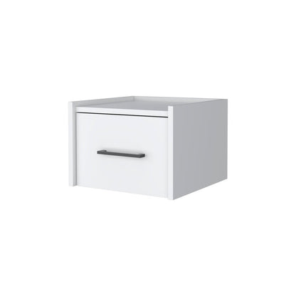 10" White Wood One Drawer Floating Nightstand