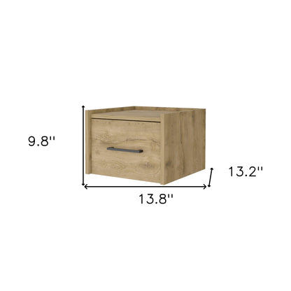 10" Beige One Drawer Faux Wood Floating Nightstand