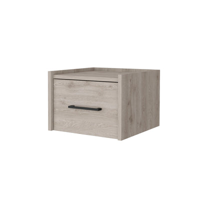 10" Gray One Drawer Faux Wood Floating Nightstand