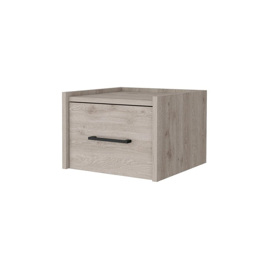 10" Gray Wood One Drawer Floating Nightstand