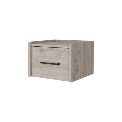 10" Gray Wood One Drawer Floating Nightstand