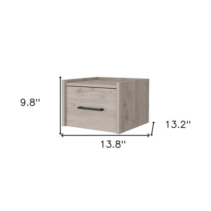 10" Gray Wood One Drawer Floating Nightstand