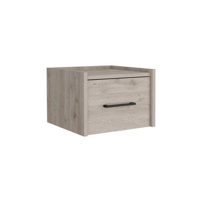 10" Gray Wood One Drawer Floating Nightstand