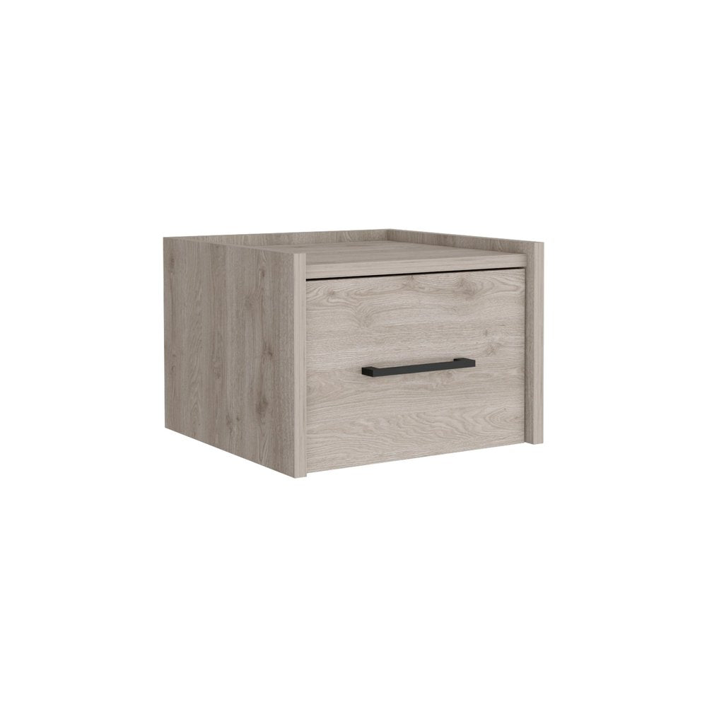 10" Gray Wood One Drawer Floating Nightstand