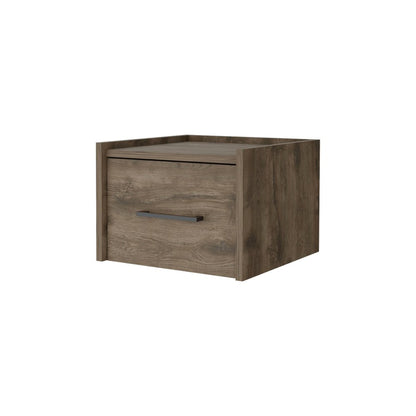 10" Brown Wood One Drawer Floating Nightstand