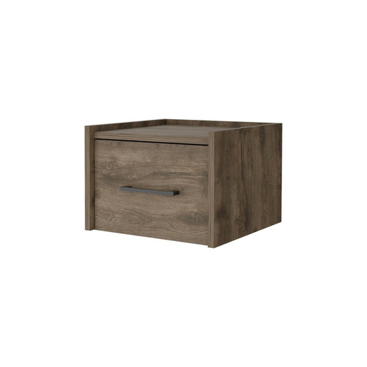 10" Brown Wood One Drawer Floating Nightstand