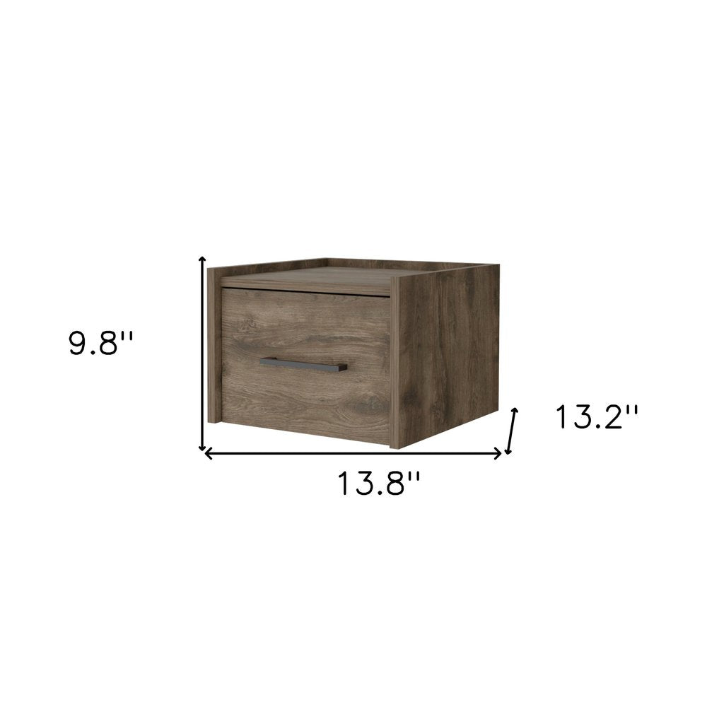 10" Brown Wood One Drawer Floating Nightstand