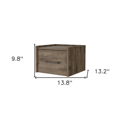 10" Brown Wood One Drawer Floating Nightstand