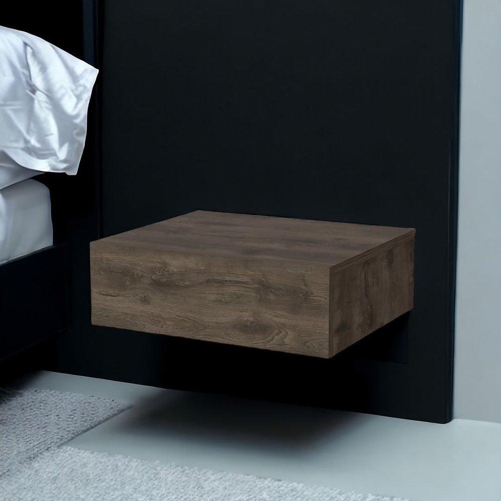 5" Brown Wood One Drawer Floating Nightstand