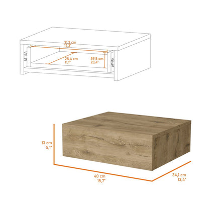 5" Beige Wood One Drawer Floating Nightstand