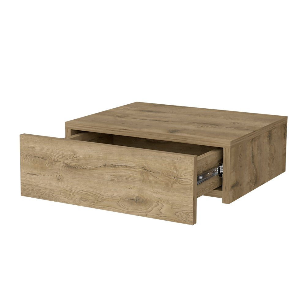 16" Beige Wood One Drawer Floating Nightstand