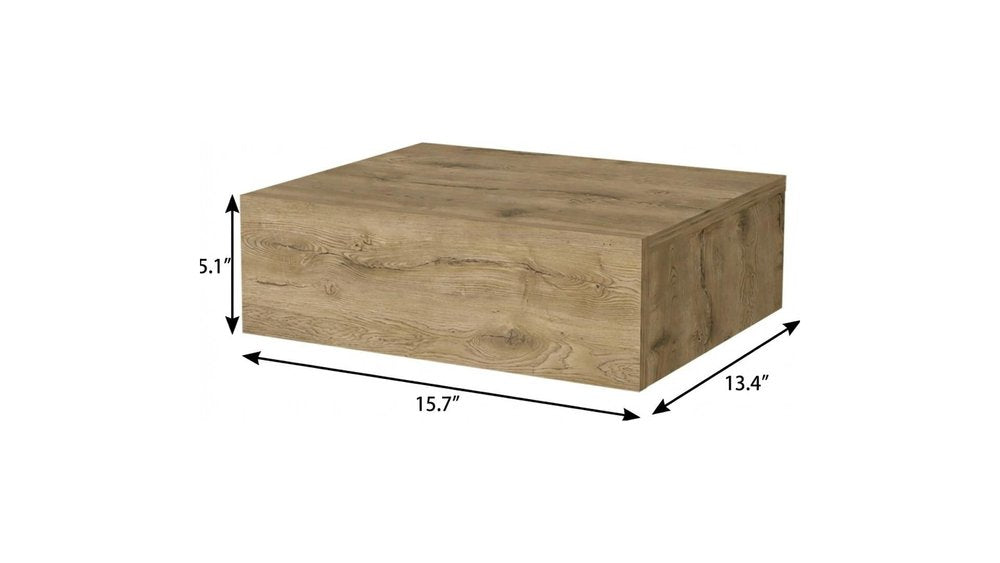 16" Beige Wood One Drawer Floating Nightstand