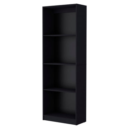 71" Black Wood Four Tier Bookcase