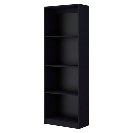 71" Black Wood Four Tier Bookcase