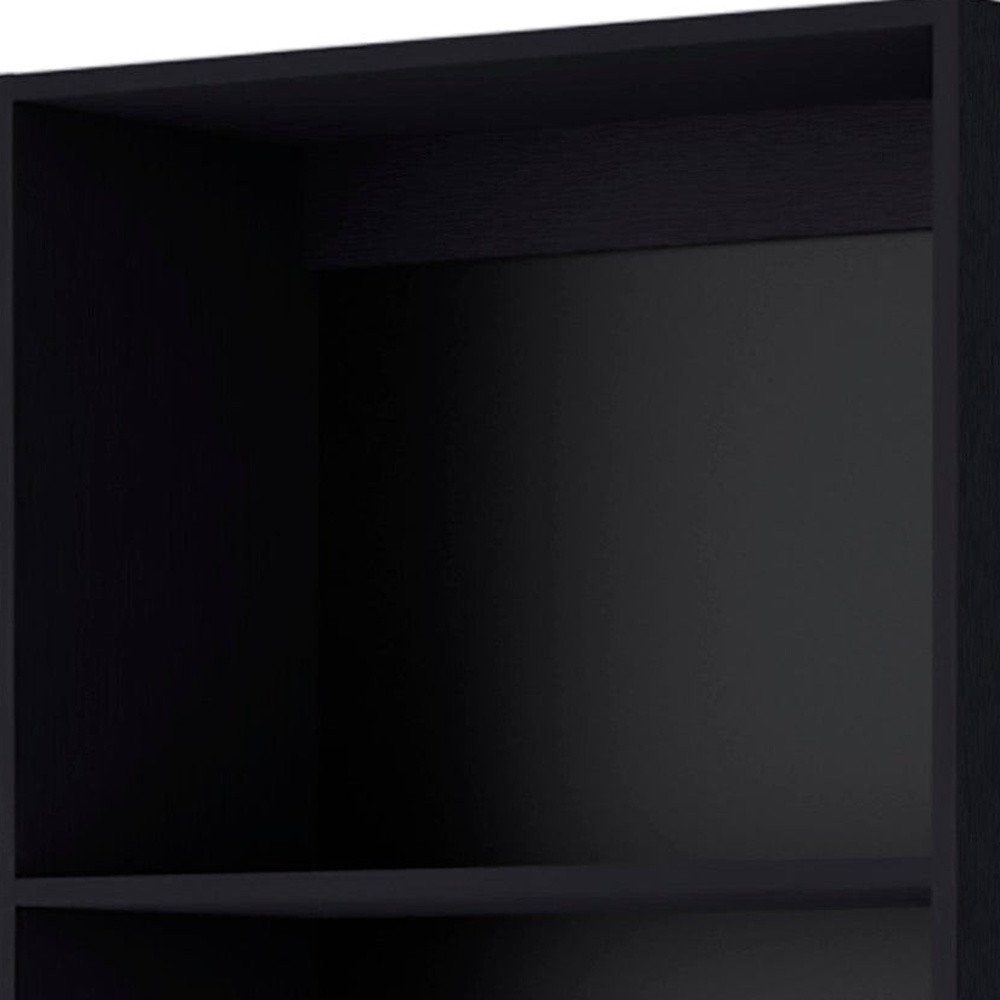 71" Black Wood Four Tier Bookcase