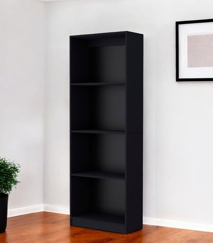 71" Black Wood Four Tier Bookcase