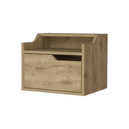 13" Beige Wood One Drawer Floating Nightstand