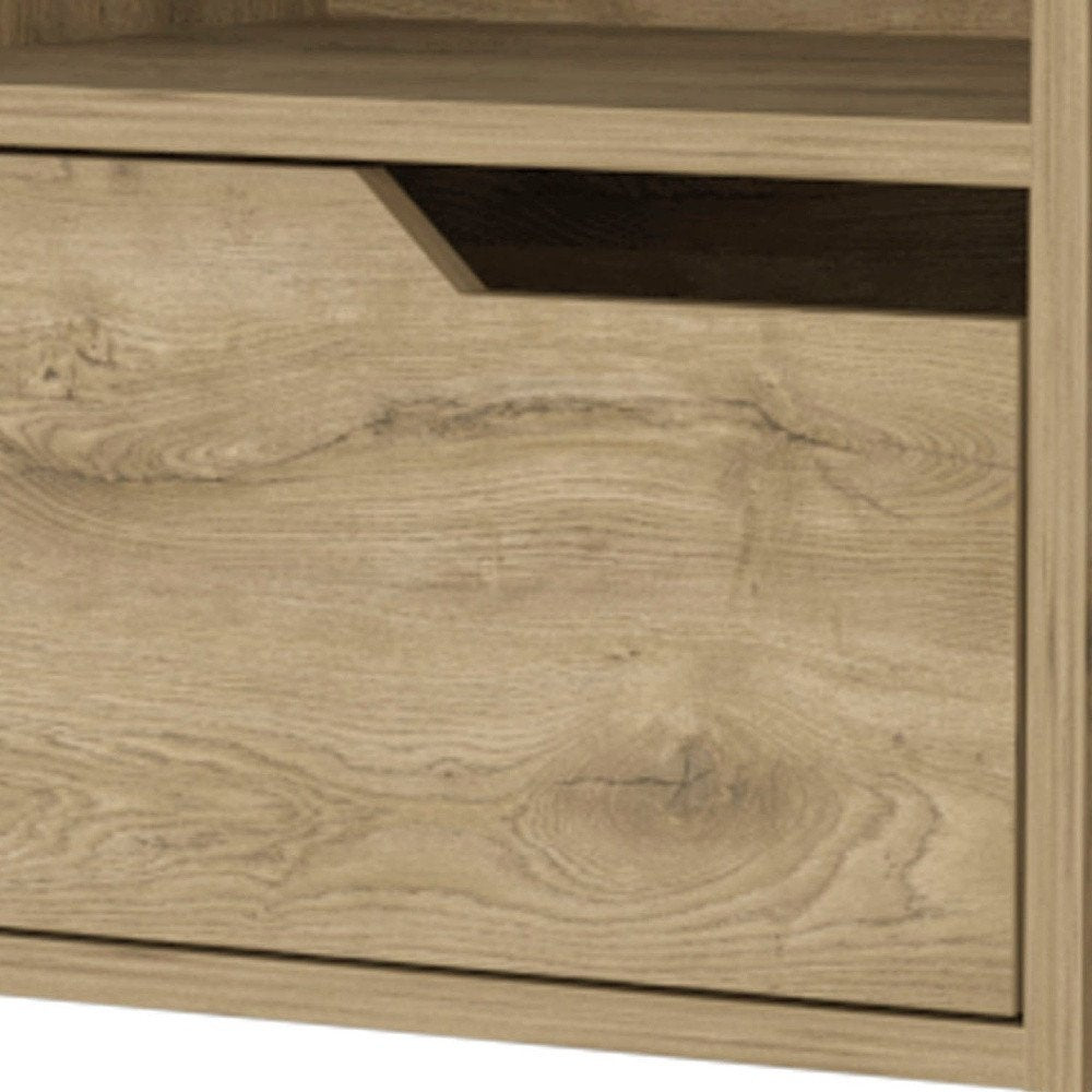 13" Beige Wood One Drawer Floating Nightstand