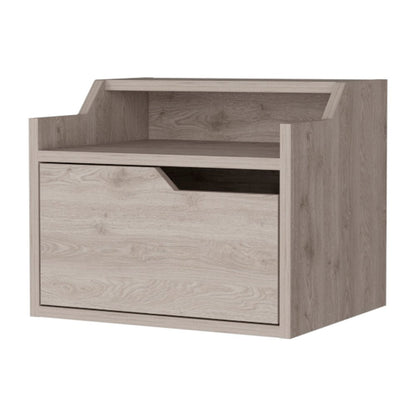 13" Gray Wood One Drawer Floating Nightstand