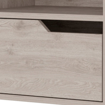 13" Gray Wood One Drawer Floating Nightstand