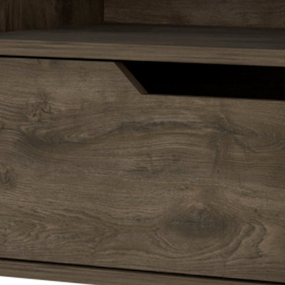 13" Brown Wood One Drawer Floating Nightstand