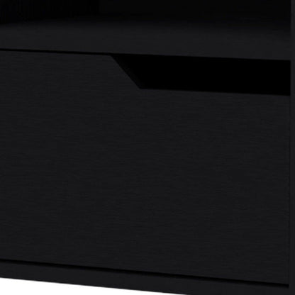 13" Black Wood One Drawer Floating Nightstand