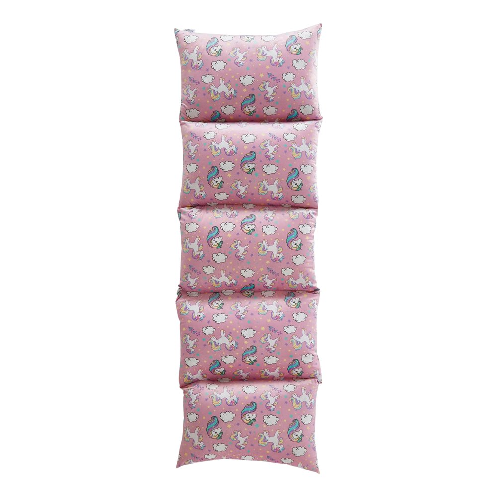 26" Pink and White Microfiber Unicorn Pouf Cover