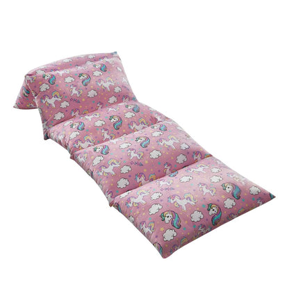 26" Pink and White Microfiber Unicorn Pouf Cover