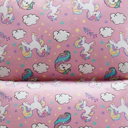 26" Pink and White Microfiber Unicorn Pouf Cover