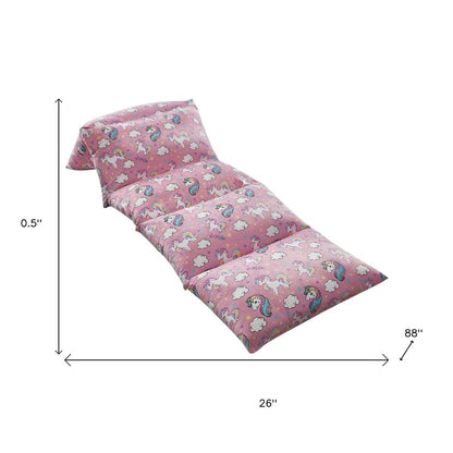 26" Pink and White Microfiber Unicorn Pouf Cover